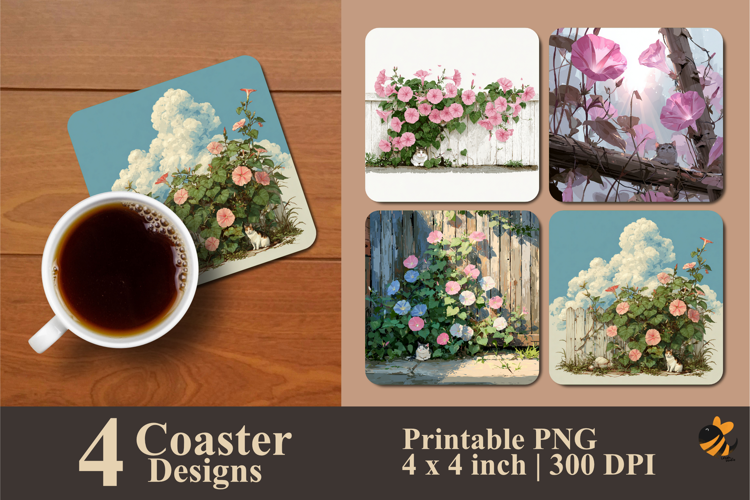Creeper Flower Coaster Sublimation Design