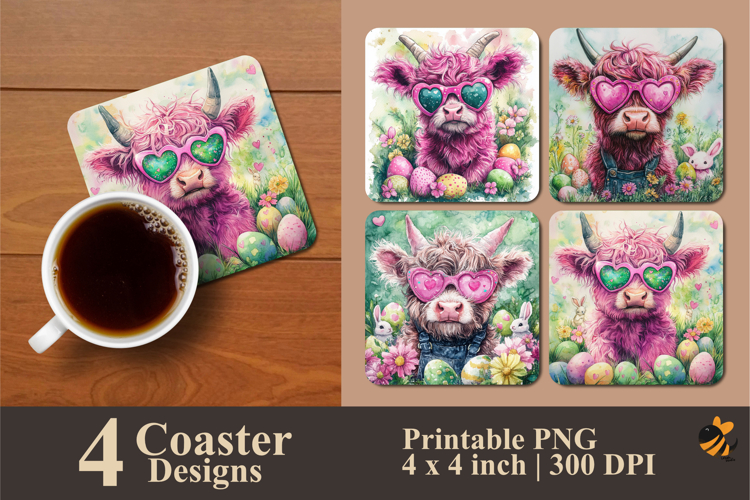 Udderly Cute Coaster Sublimation Design example image 1
