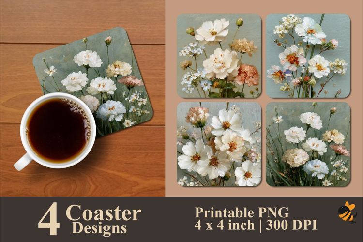 Pastel Wildflower Charm Coaster Sublimation Design