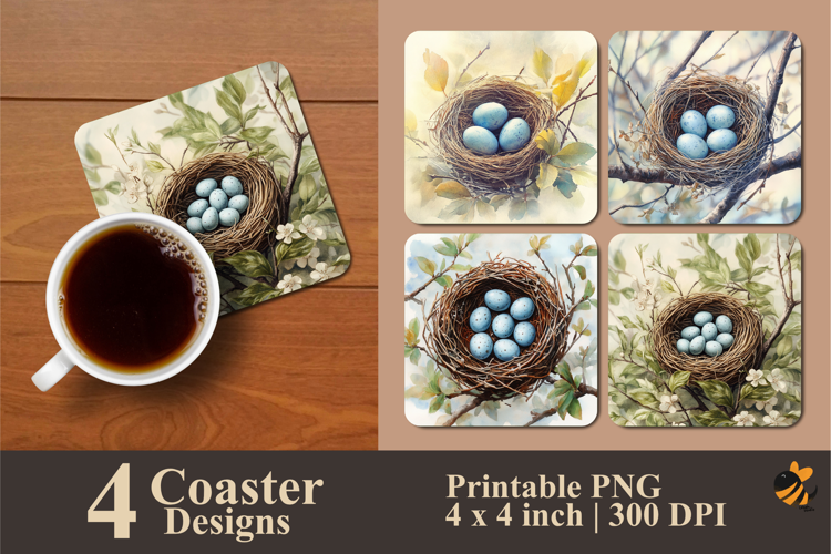 Blue Egg Coaster Sublimation Design