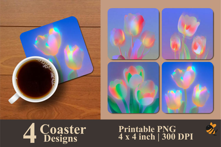 Blurry Tulips Coaster Sublimation Design