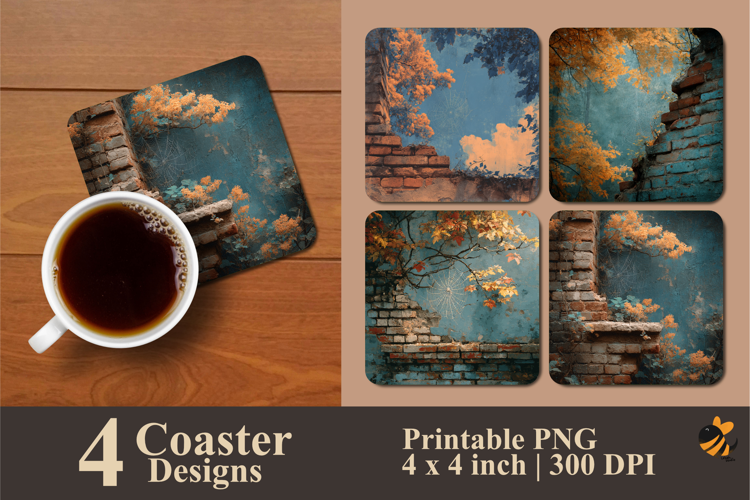 Old Building Coaster Sublimation Design