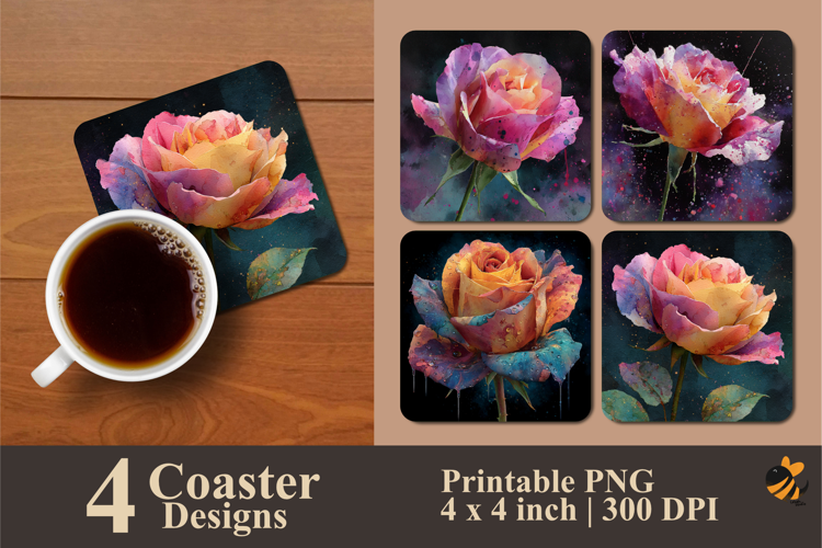 Rare Rose Coaster Sublimation Design