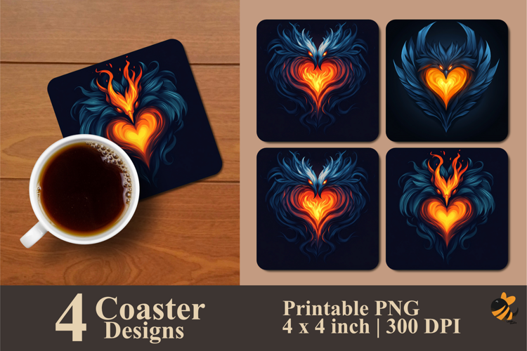 Fantasy Heart Coaster Sublimation Design
