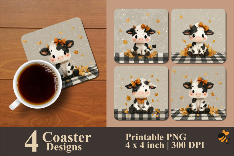 Sunny Baby Cow Coaster Sublimation Design