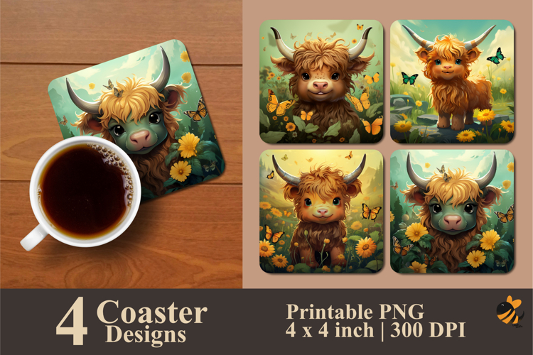 Little Cows Dream Coaster Sublimation Design