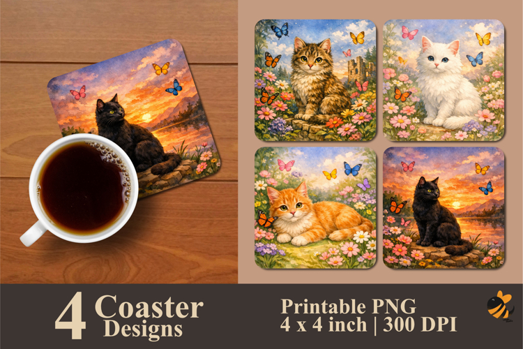 Colorful Companions Coaster Sublimation Design