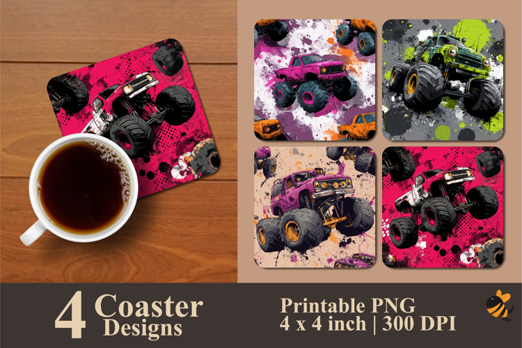 Off-Road Fun Coaster Sublimation Design