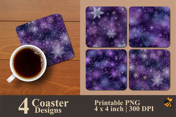 Glitter Frost Elegance Coaster Sublimation Design