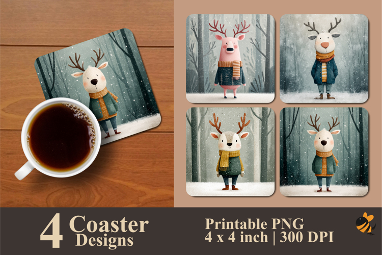 Reindeer Fantasy Coaster Sublimation Design