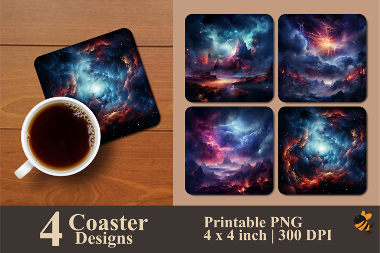 Beautiful Nebula Coaster Sublimation Design