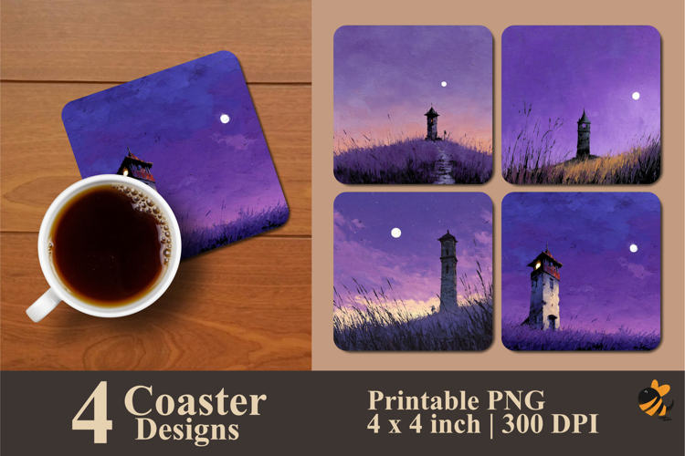 Purple View Coaster Sublimation Design