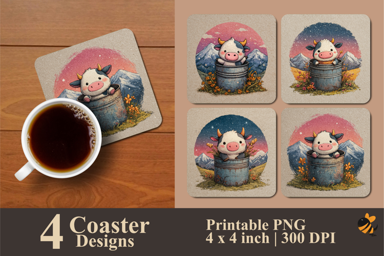 Sweet Little Moo Coaster Sublimation Design