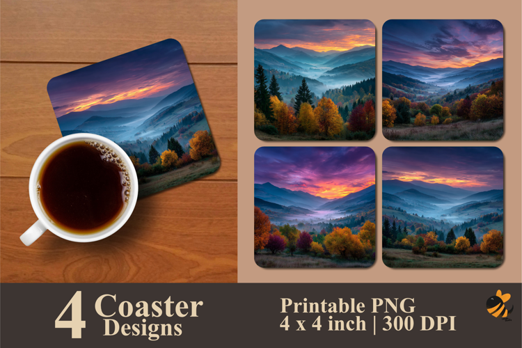 Colorful Sunrise Coaster Sublimation Design