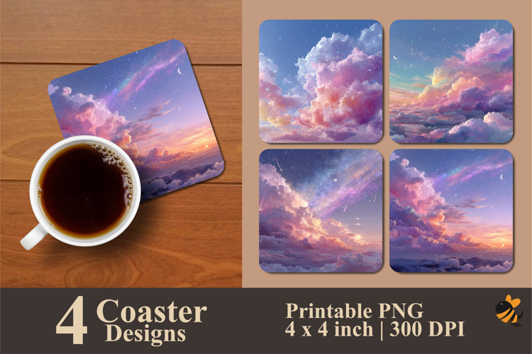 Tree Flowers Coaster Sublimation Designs