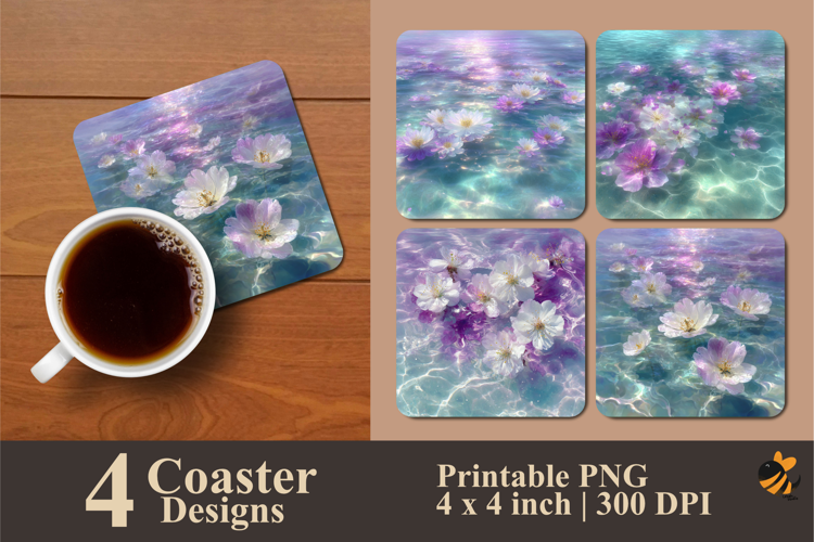 Water Flower Coaster Sublimation Design