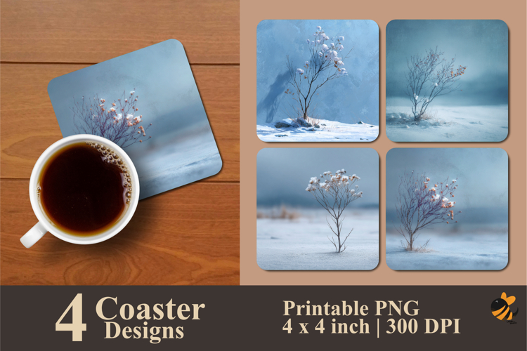 Snow Cover Coaster Sublimation Design