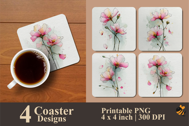 Flower Line Coaster Sublimation Design