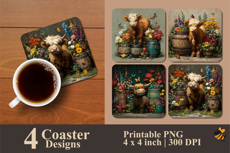 Naughty Cow Coaster Sublimation Design