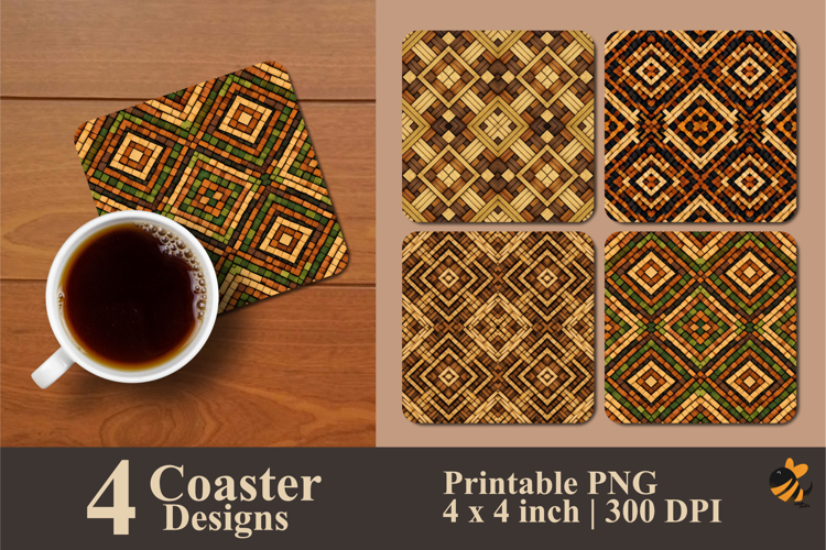 Earth Weave Coaster Sublimation Design