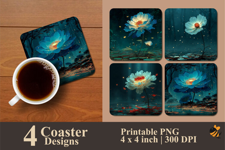 Spring Flowers Coaster Sublimation Design example image 1