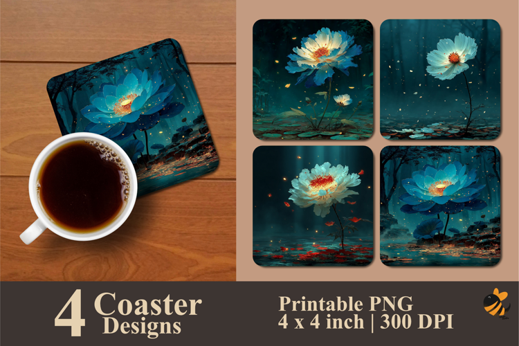 Spring Flowers Coaster Sublimation Design