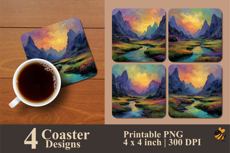 Vibrant Abstract Coaster Sublimation Designs