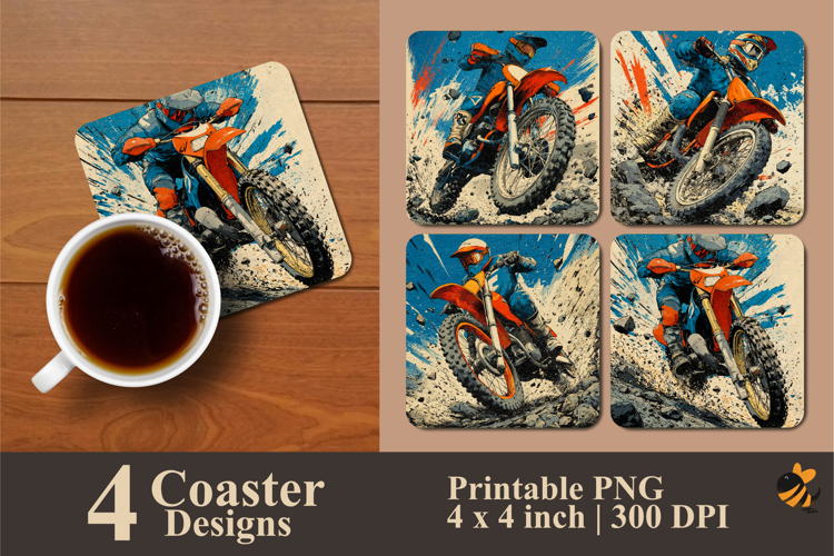 Extreme Motocross Coaster Sublimation Design