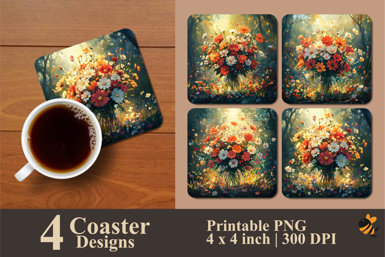 Bunch of Flowers Coaster Sublimation Design