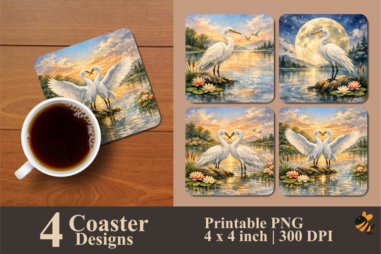 Winged Grace Coaster Sublimation Design