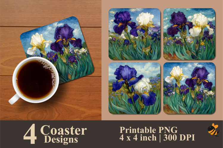 Blooming Purple Flowers Coaster Sublimation Design