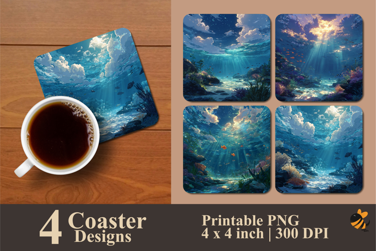 Underwater Panorama Coaster Sublimation Design