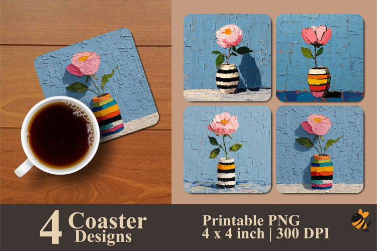 Cozy Pot Blossom Coaster Sublimation Design