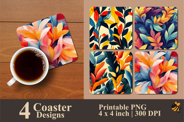 Plant Abstract Coaster Sublimation Design