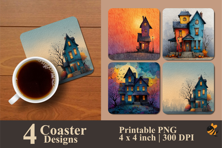 Lonely House Coaster Sublimation Design