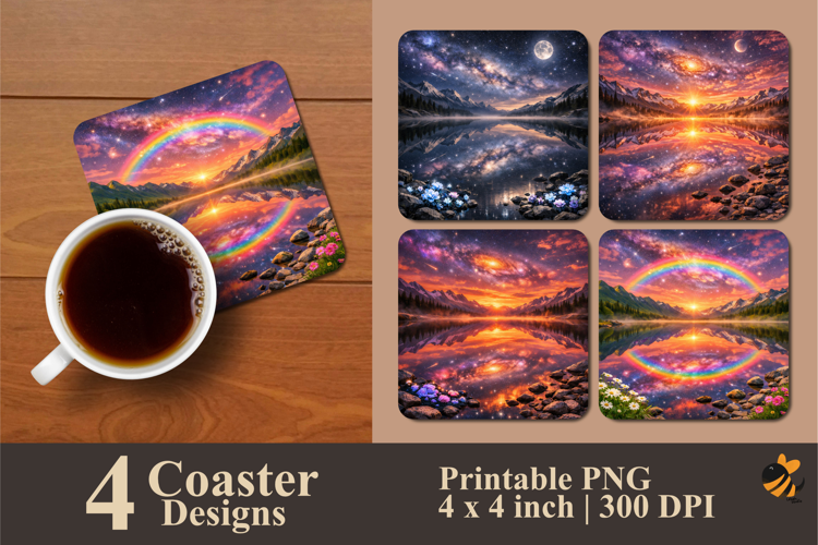 Natural Charm Coaster Sublimation Design