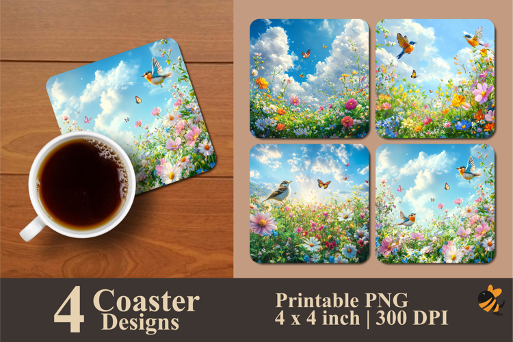 Lovely Garden Coaster Sublimation Design