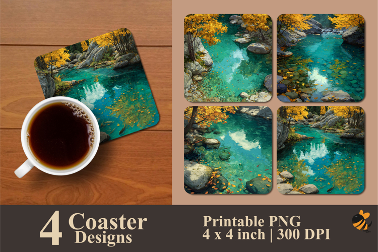 Autumn River Coaster Sublimation Design