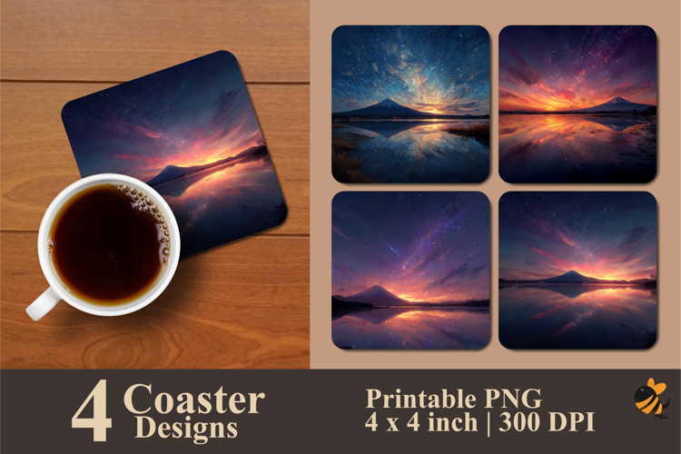 Astral Night on the Mountain Coaster Sublimation Design