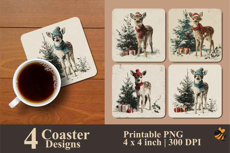 Winter Deer Harmony Coaster Sublimation Design