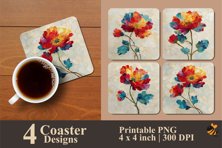 Flower Arrangements Coaster Sublimation Design