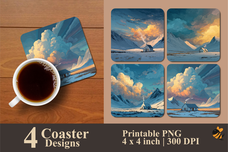 Peaceful Winter Coaster Sublimation Design