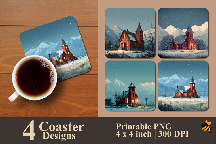 Midnight Winter Calm Coaster Sublimation Design