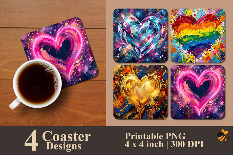 Beauty Heart Collection Coaster Sublimation Design