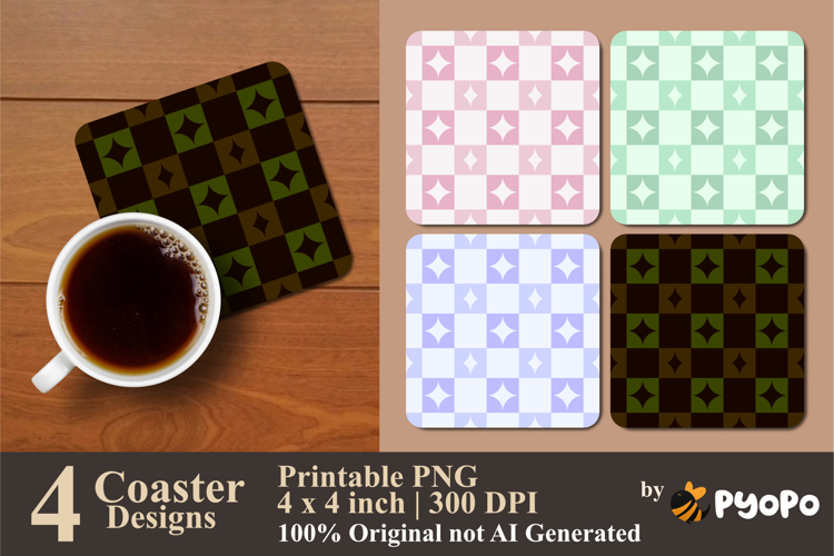 Star Mosaic Coaster Sublimation Design
