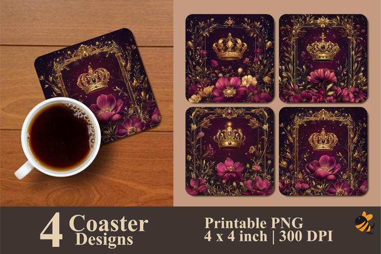 Flower Crown Coaster Sublimation Design