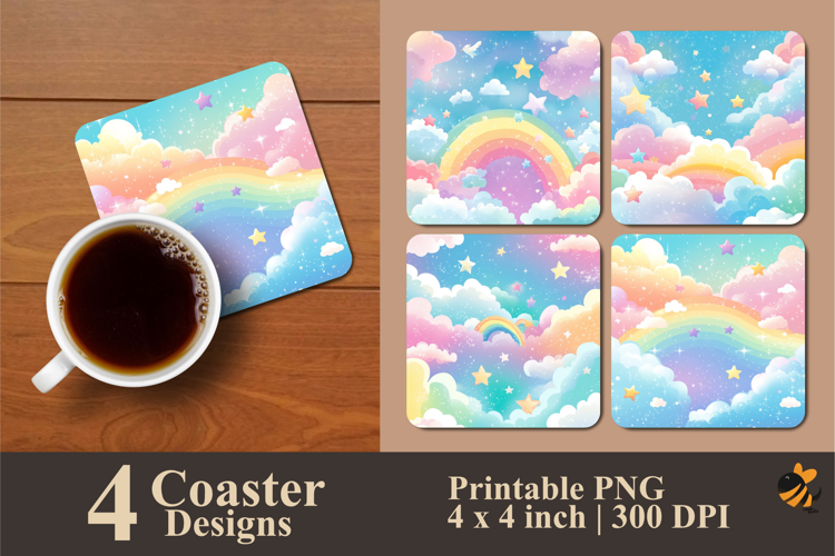 Rainbow Sky Coaster Sublimation Design
