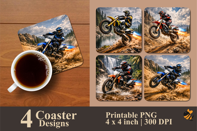Outdoor Motorcross Coaster Sublimation Design
