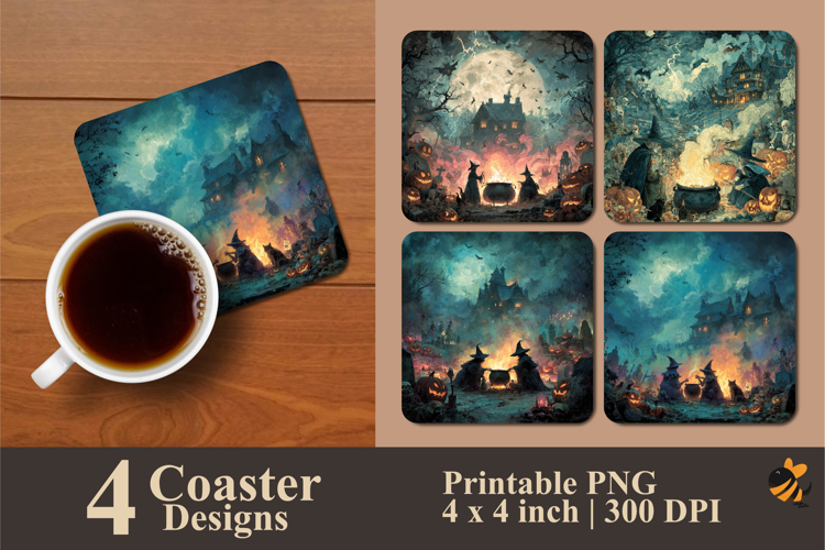 Naughty Witch Coaster Sublimation Designs
