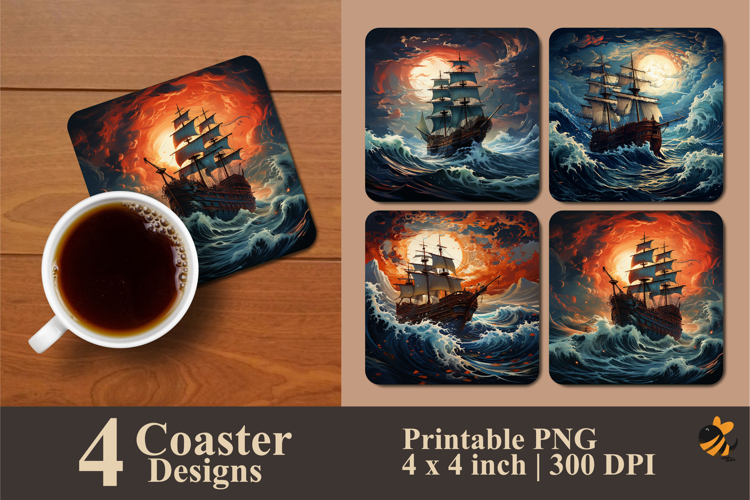 Night Sailor Coaster Sublimation Design